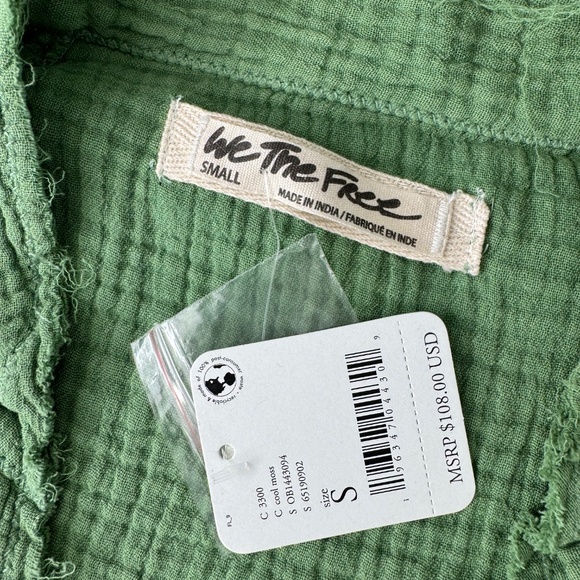 FREE PEOPLE We the Free Women’s Summer Daydream Button Down Green Shirt S NWT - Picture 8 of 12